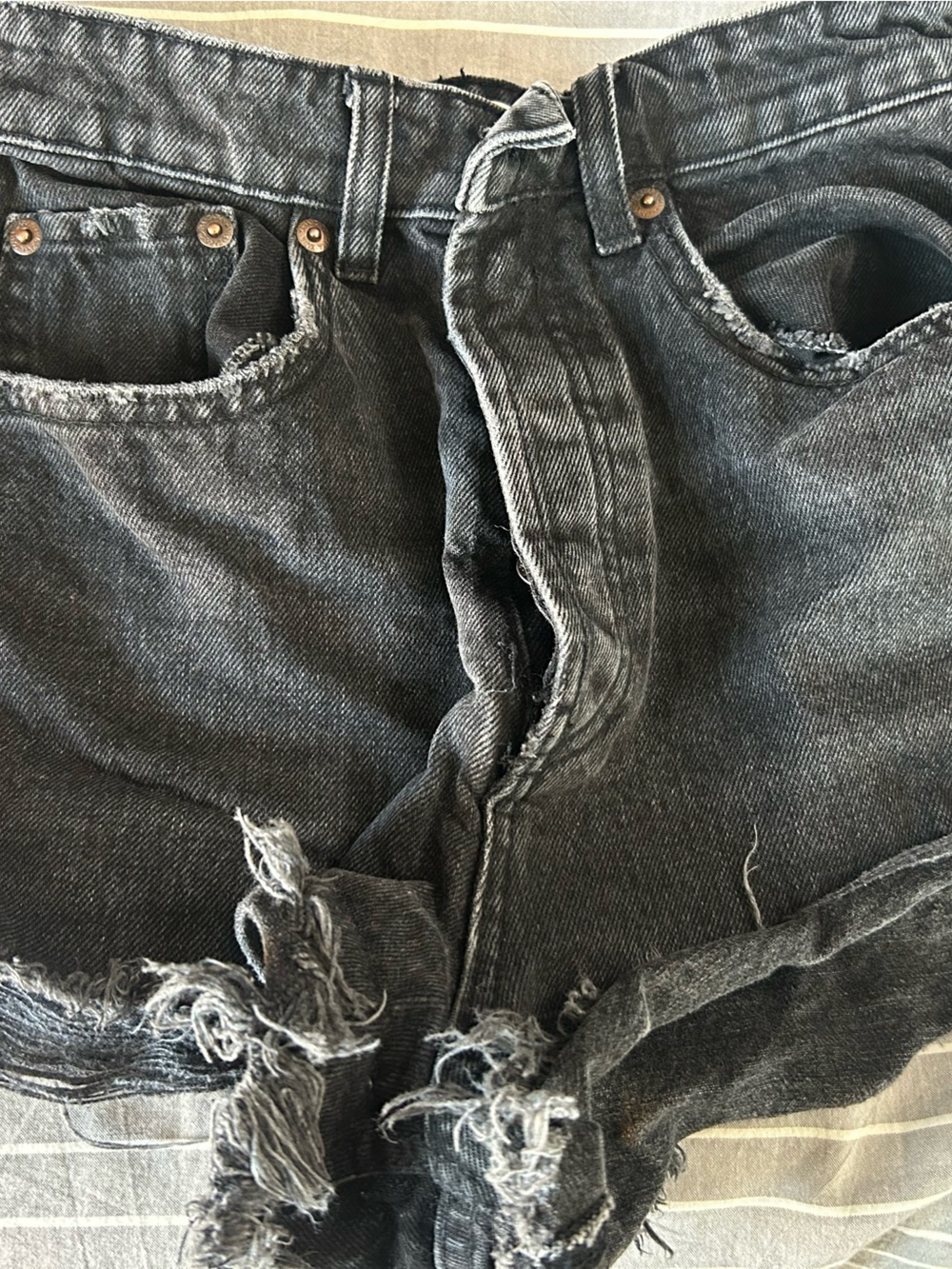Zara Black Washed Denim Shorts